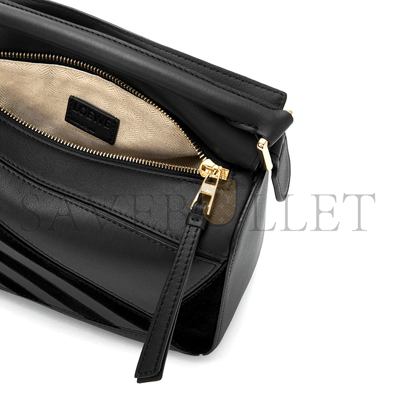 LOEWE SMALL PUZZLE BAG IN CLASSIC CALFSKIN AND SUEDE A510S21XCF (24.5*16.5*10.5cm)